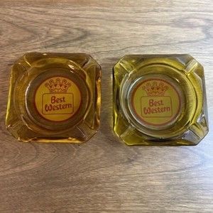 Vintage Ash Tray Hotel Motel Glass Ashtray Best Western Lot of 2